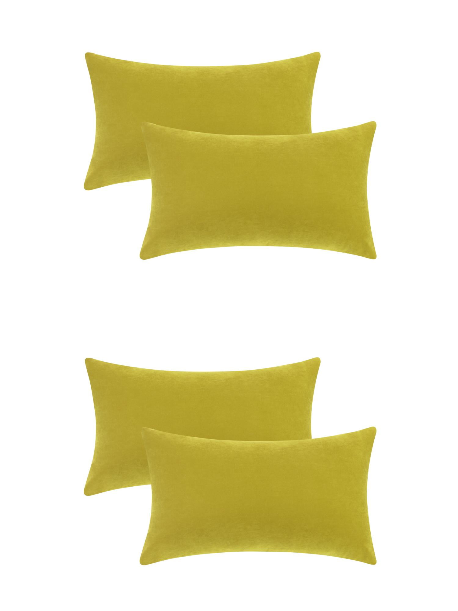 Unique Bargains 4 Pcs Solid Color Pillowcases Hidden Zipper Pillow Covers Turmeric 12" x 20"