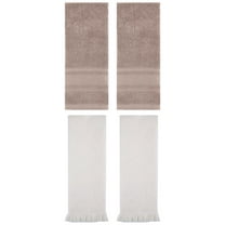 Unique Bargains 4 Pcs Solid Cotton Soft Waffle Hand Towels 13" x 29" Brown/Beige