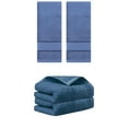 thumbnail image 1 of Unique Bargains 4 Pcs Solid Hand Towel 14" x 30" Dark Blue/Light Blue, 1 of 8
