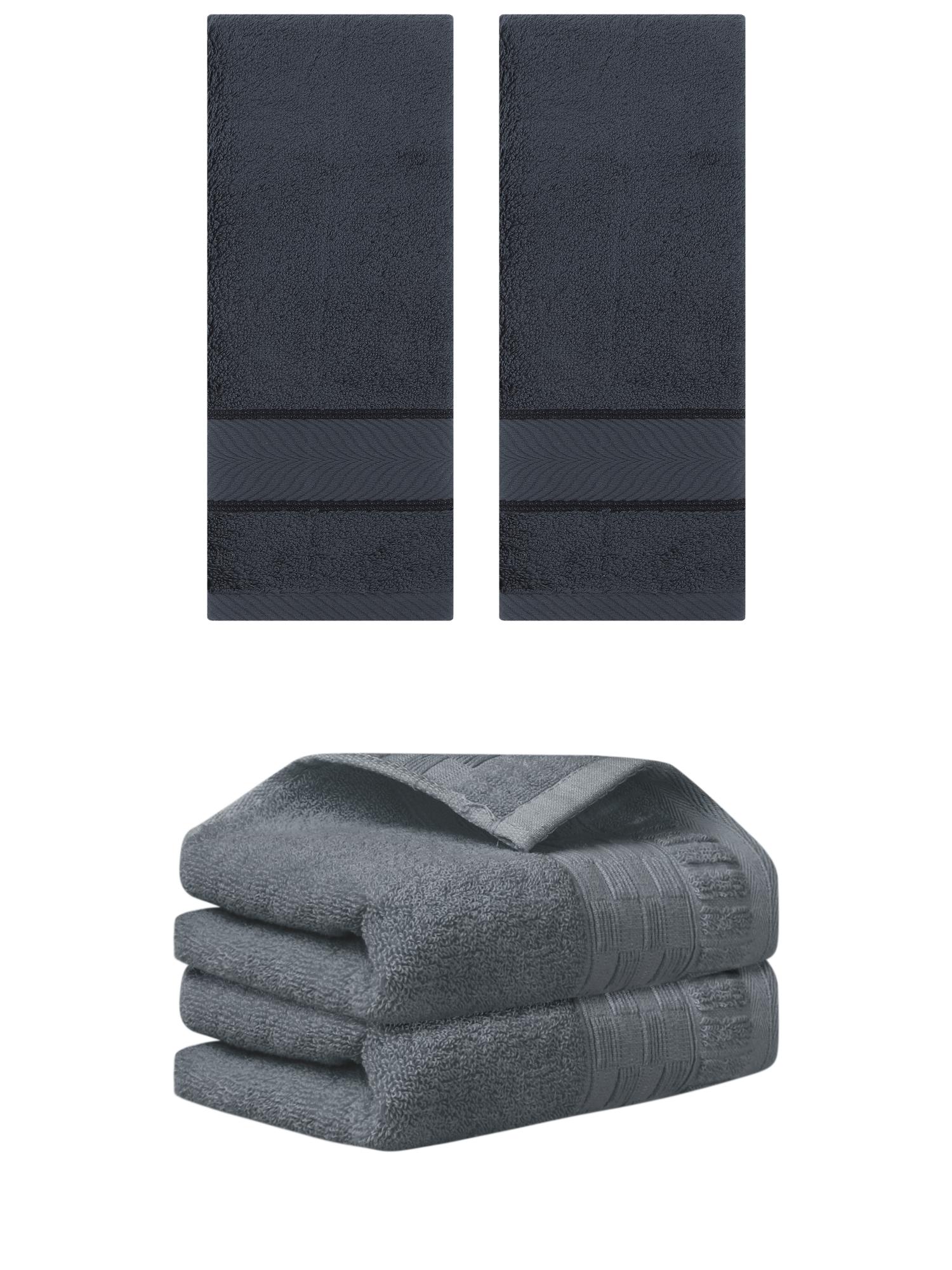 Unique Bargains 4 Pcs Solid Hand Towel 14" x 30" Dark Grey