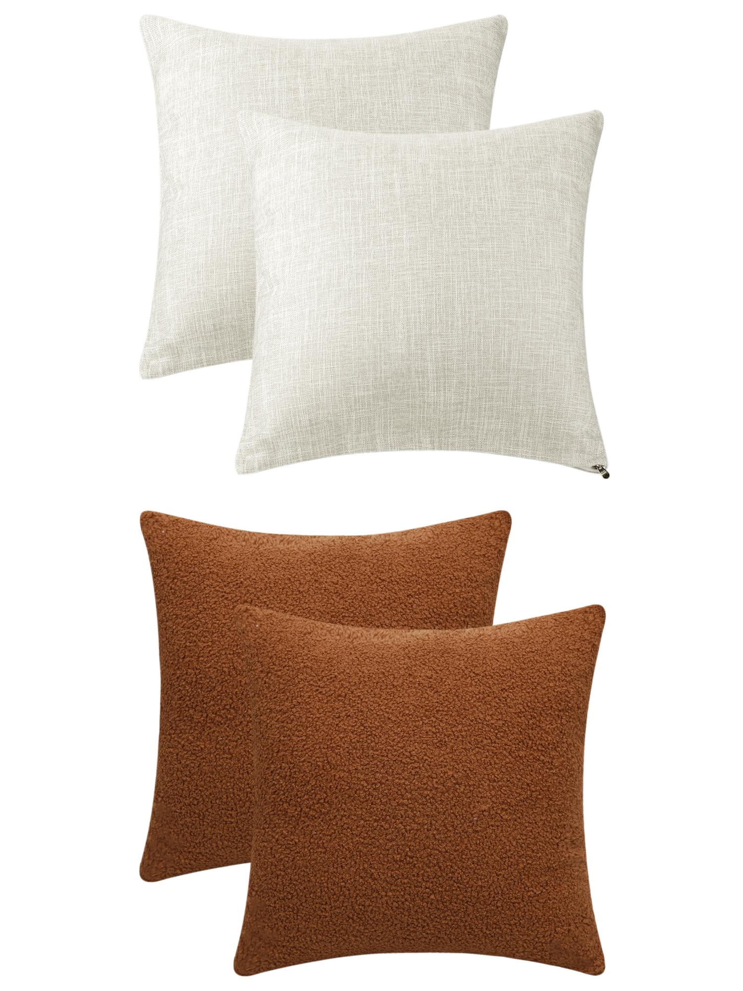 Unique Bargains 4 Pcs Solid Indoor Outdoor Throw Pillow Cover 18" x 18" Beige/Brown