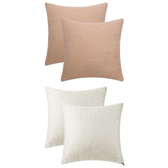 Unique Bargains 4 Pcs Solid Indoor Outdoor Throw Pillow Cover 18" x 18" Beige/Light Brown