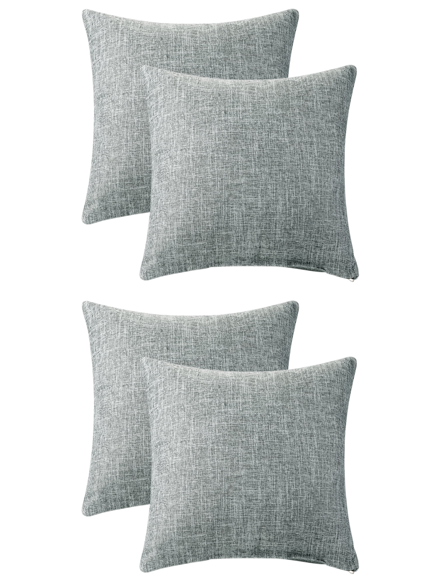 Unique Bargains 4 Pcs Solid Linen Pillow Covers Set Soft Decorative Throw Pillow Cover Dark Gray 16" x 16"/18" x 18"