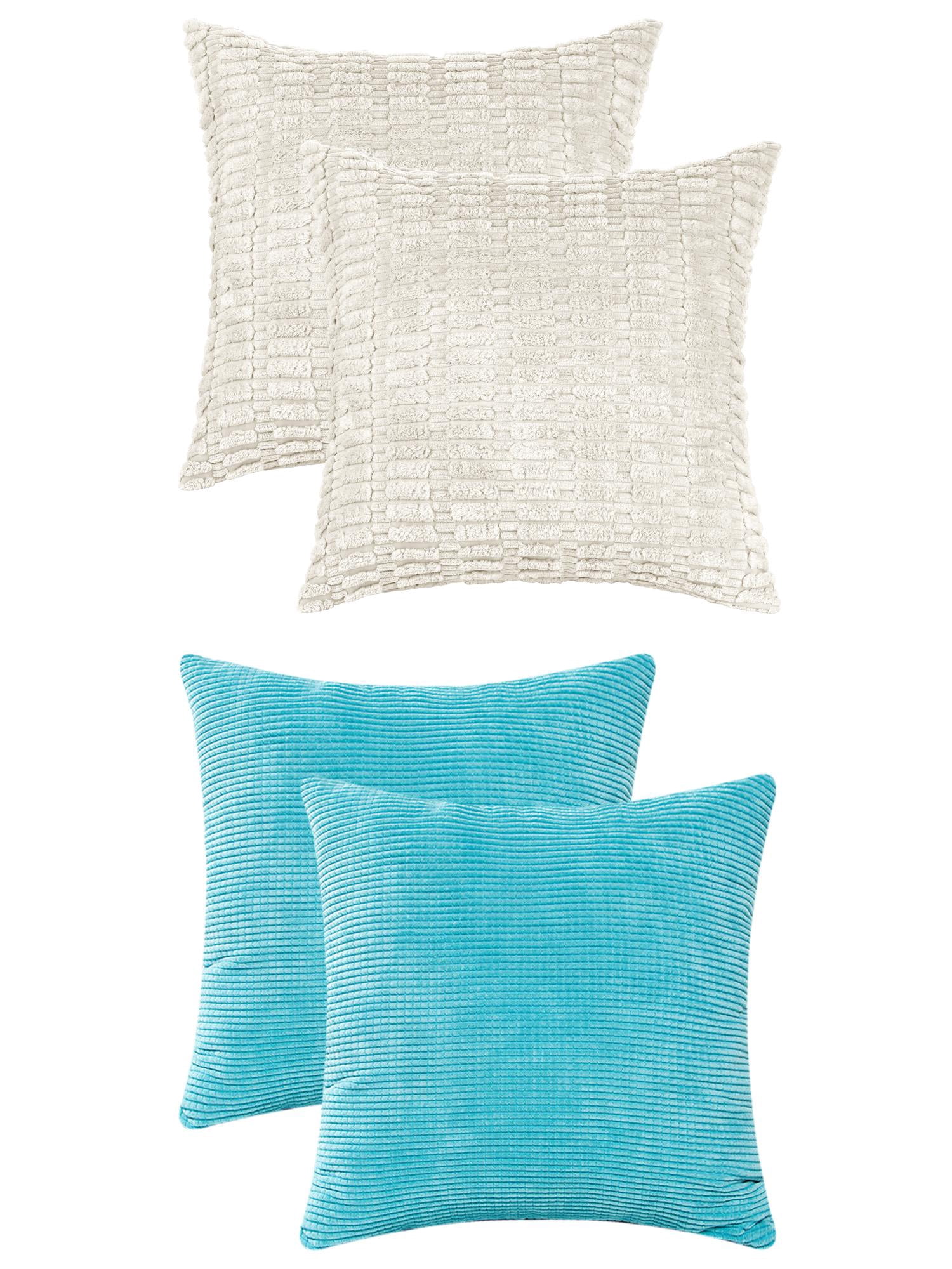 Unique Bargains 4 Pcs Solid Modern Throw Pillow Covers Beige/Blue