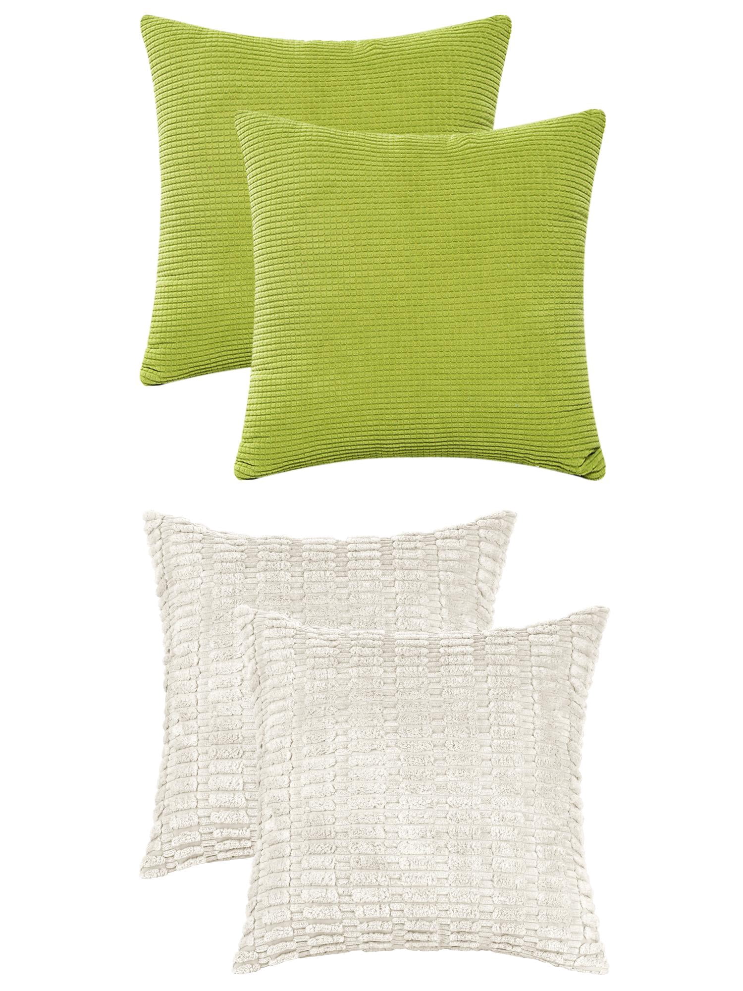 Unique Bargains 4 Pcs Solid Modern Throw Pillow Covers Beige/Green