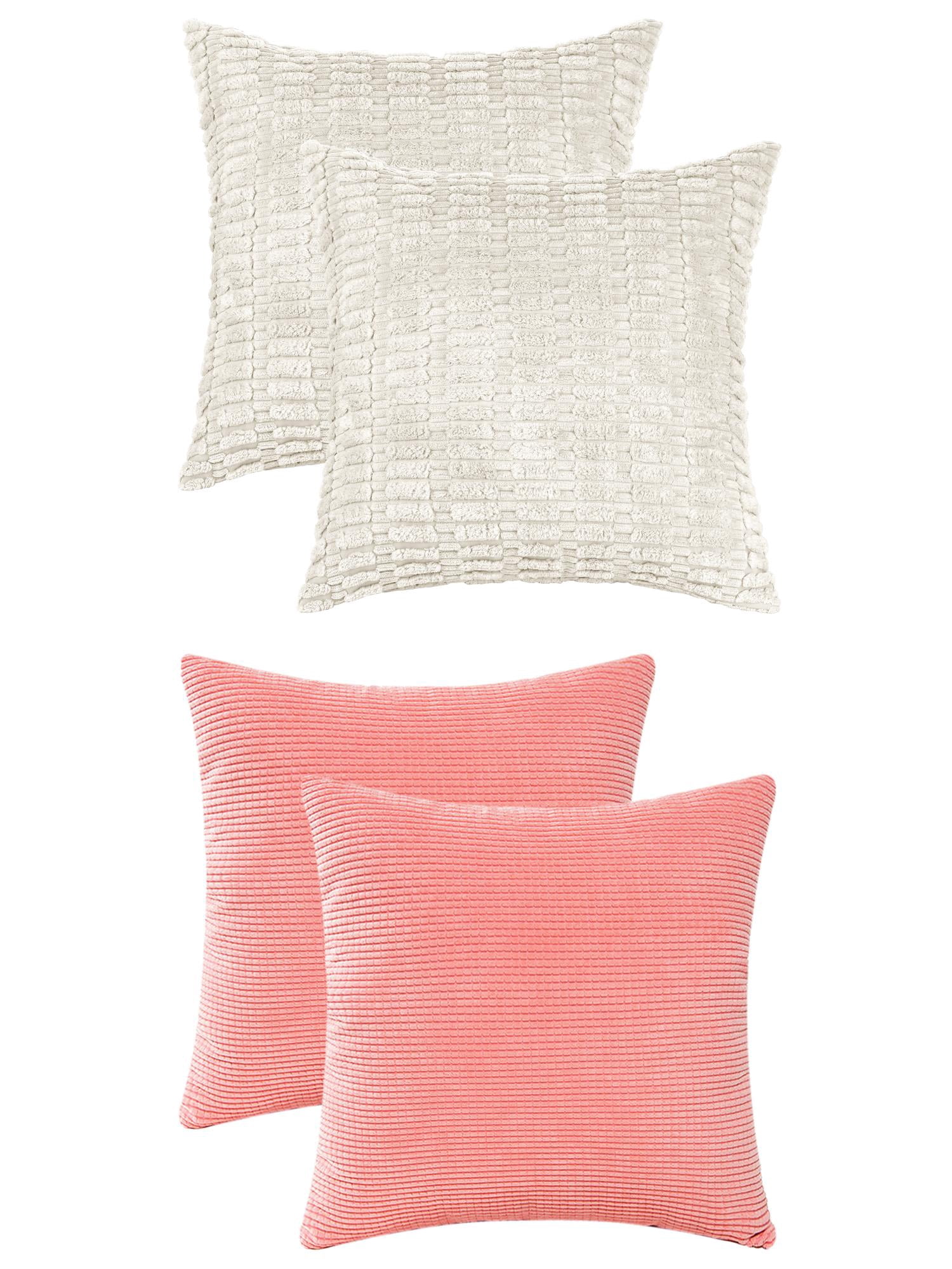 Unique Bargains 4 Pcs Solid Modern Throw Pillow Covers Beige/Pink