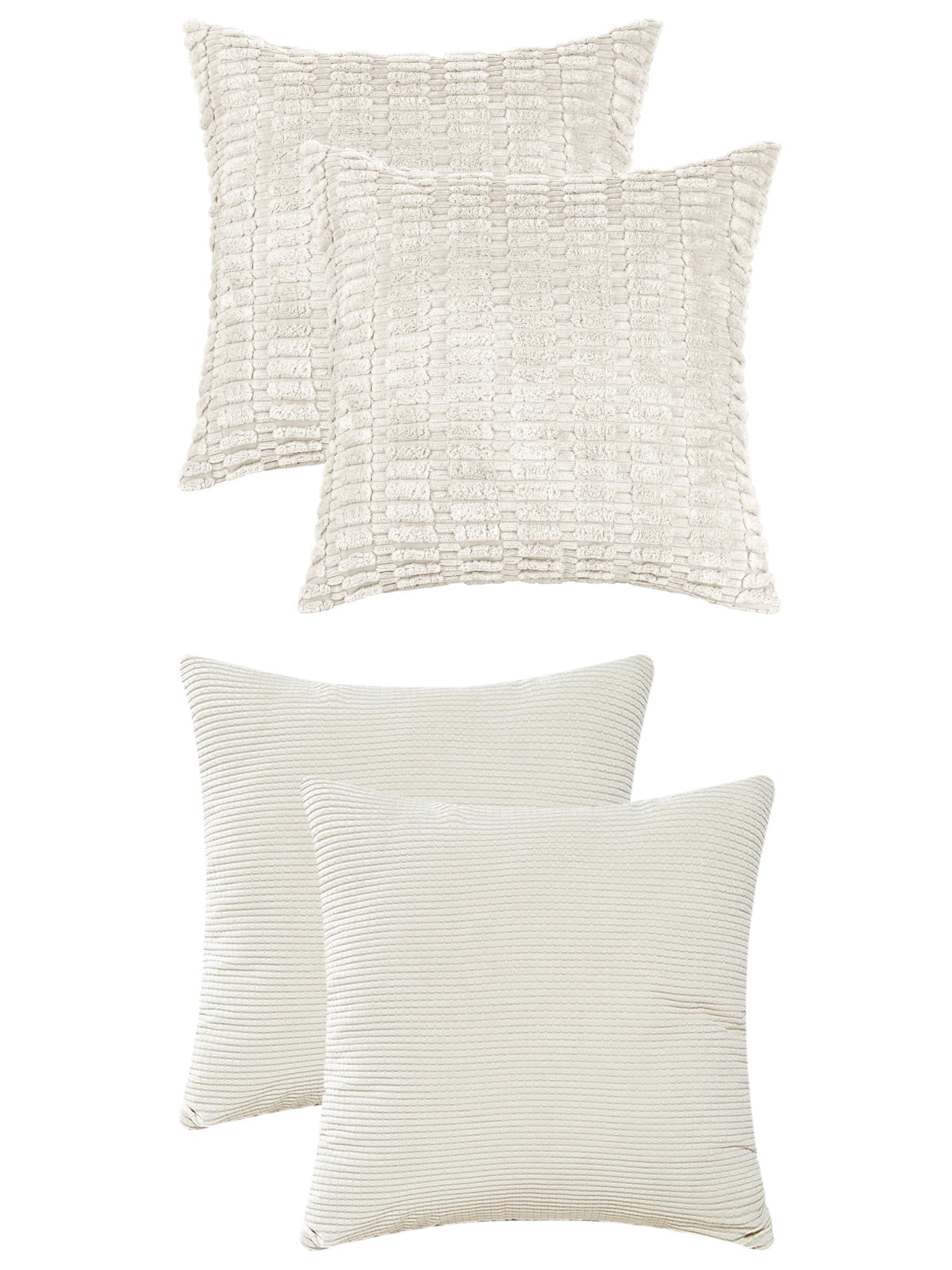 Unique Bargains 4 Pcs Solid Modern Throw Pillow Covers Beige/White