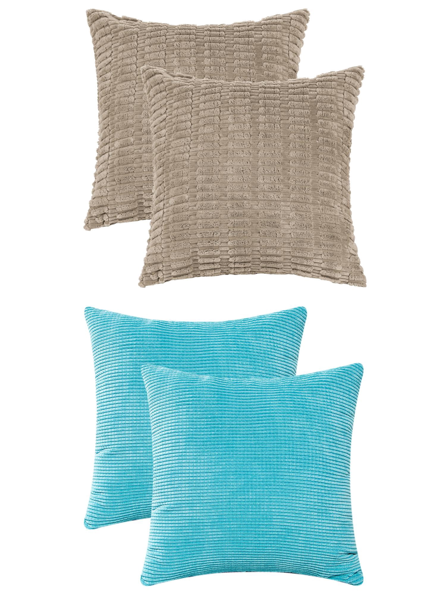 Unique Bargains 4 Pcs Solid Modern Throw Pillow Covers Brown/Blue