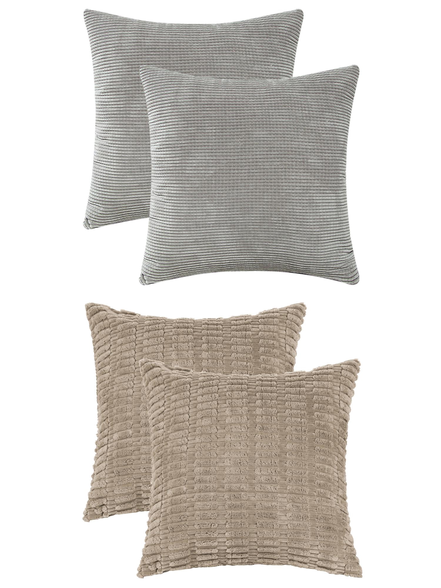 Unique Bargains 4 Pcs Solid Modern Throw Pillow Covers Brown/Grey