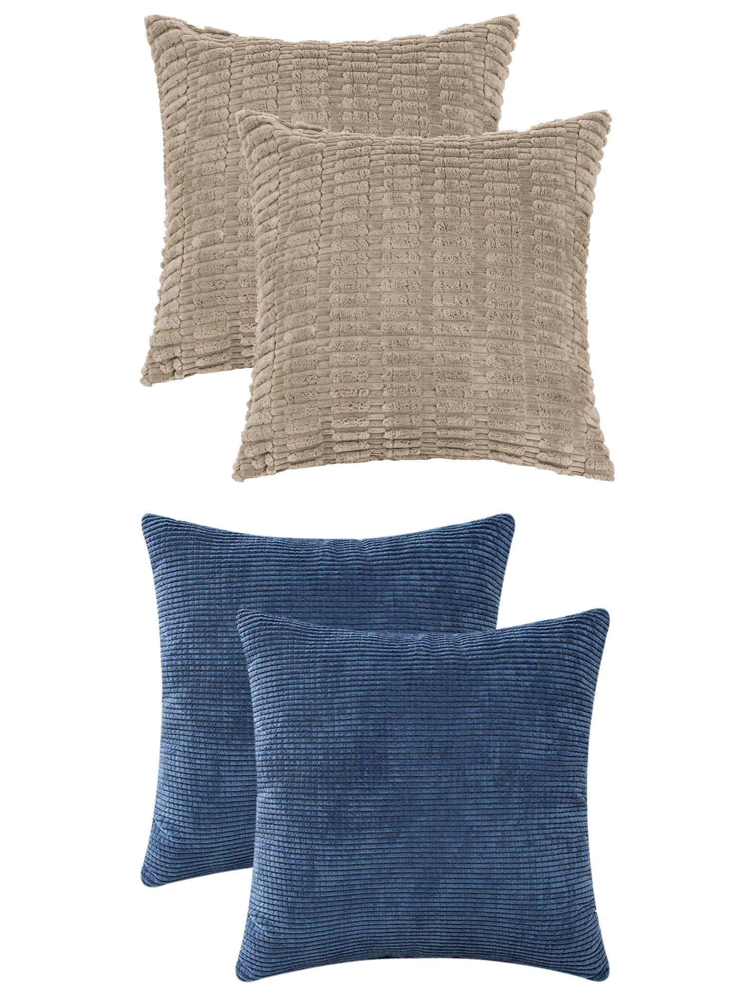 Unique Bargains 4 Pcs Solid Modern Throw Pillow Covers Brown/Navy Blue