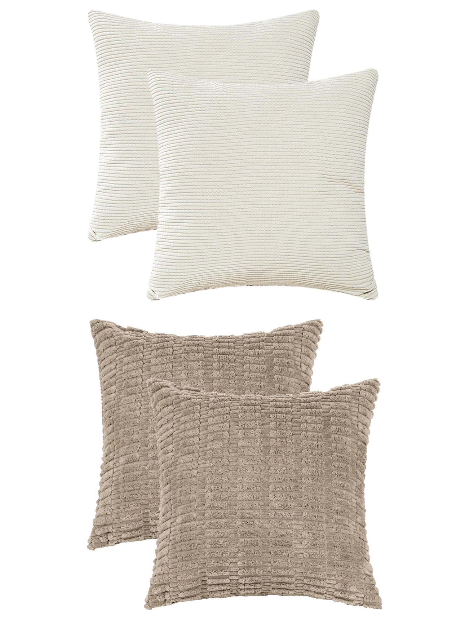 Unique Bargains 4 Pcs Solid Modern Throw Pillow Covers Brown/White