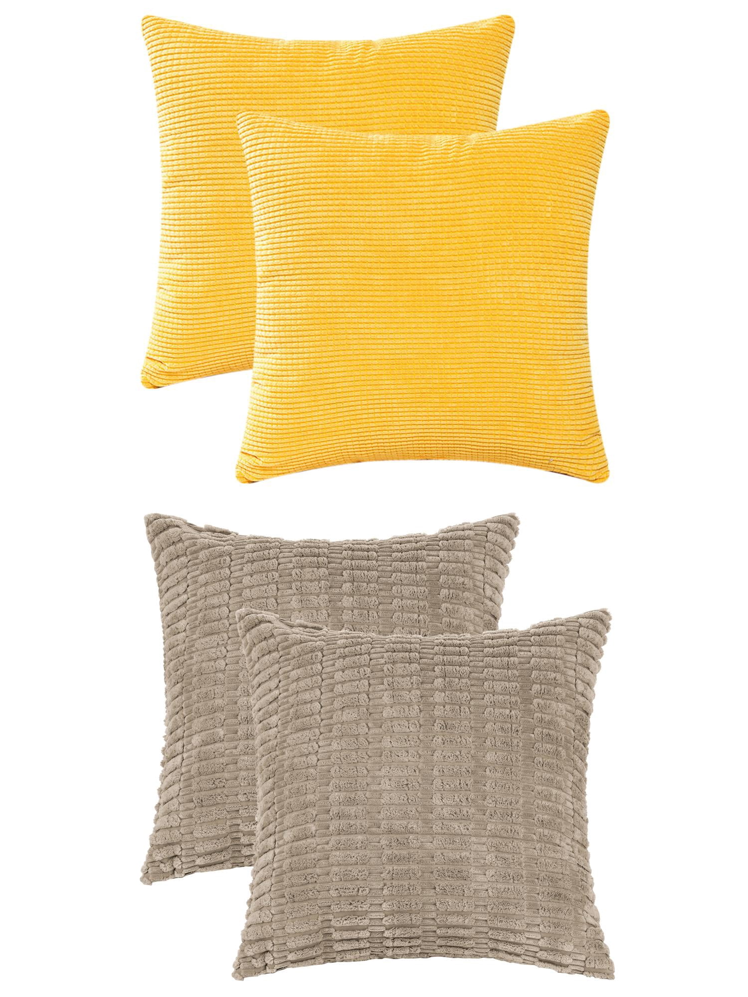 Unique Bargains 4 Pcs Solid Modern Throw Pillow Covers Brown/Yellow