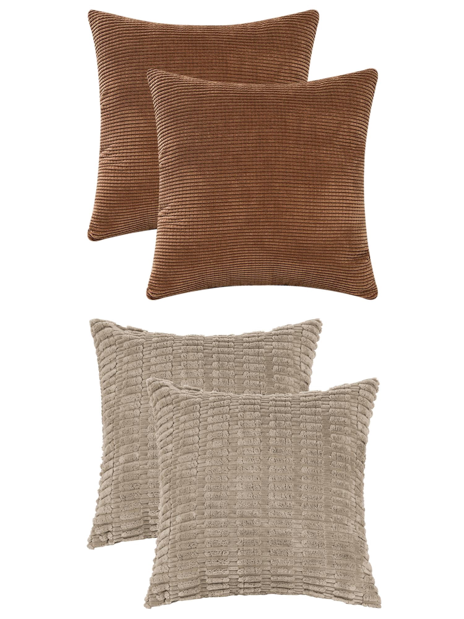 Unique Bargains 4 Pcs Solid Modern Throw Pillow Covers Brown
