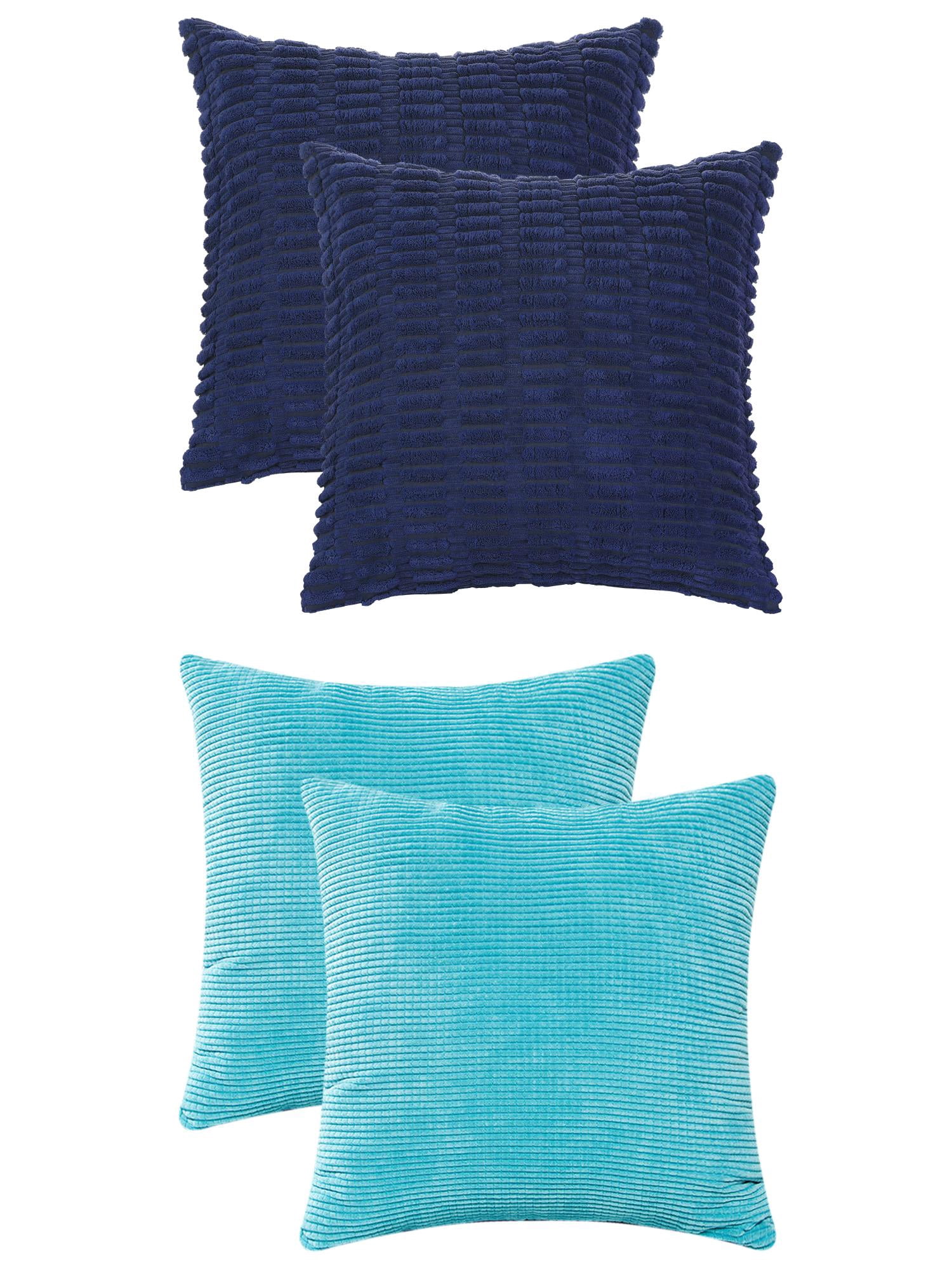 Unique Bargains 4 Pcs Solid Modern Throw Pillow Covers Dark Blue/Blue