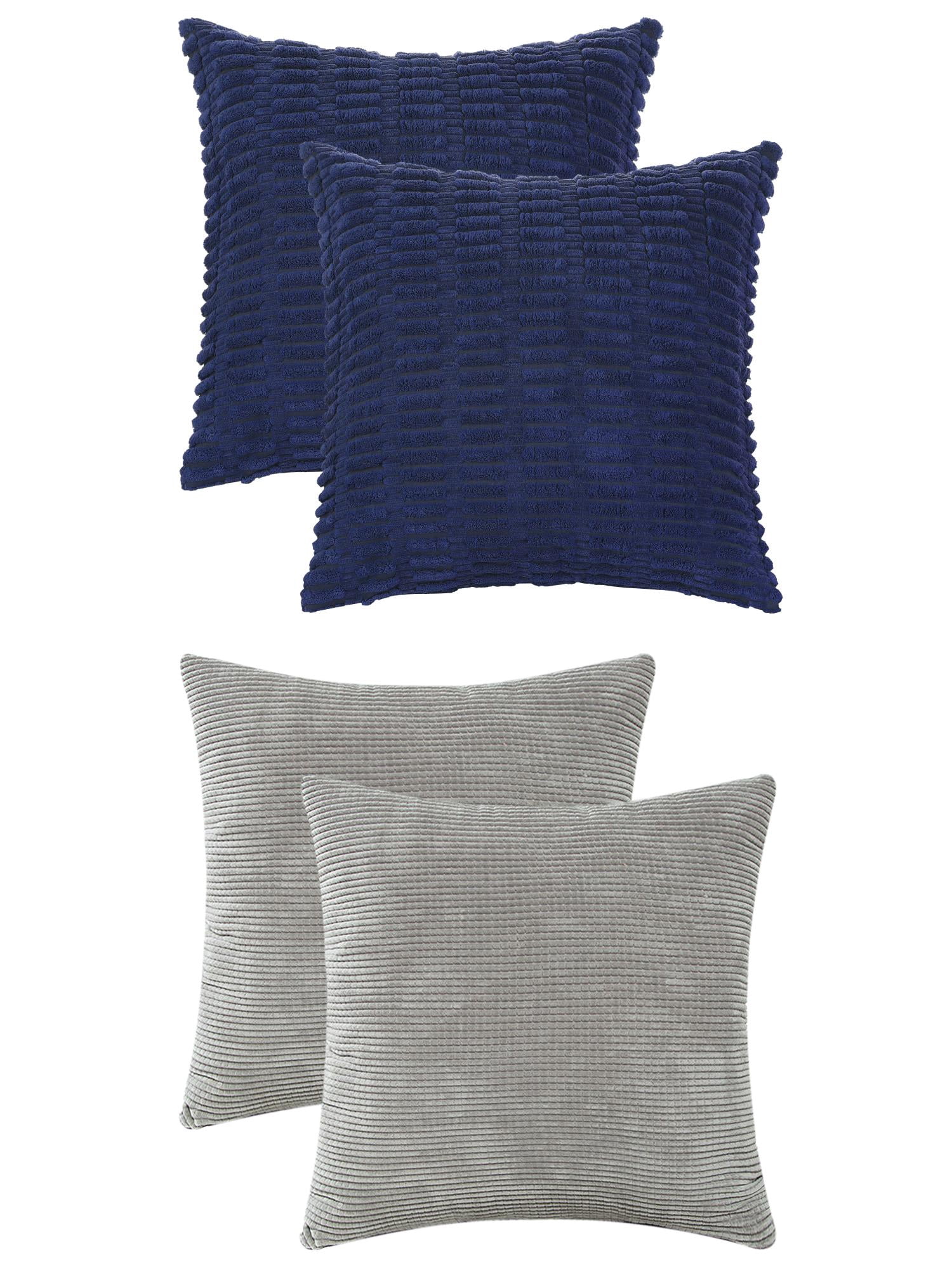 Unique Bargains 4 Pcs Solid Modern Throw Pillow Covers Dark Blue/Grey