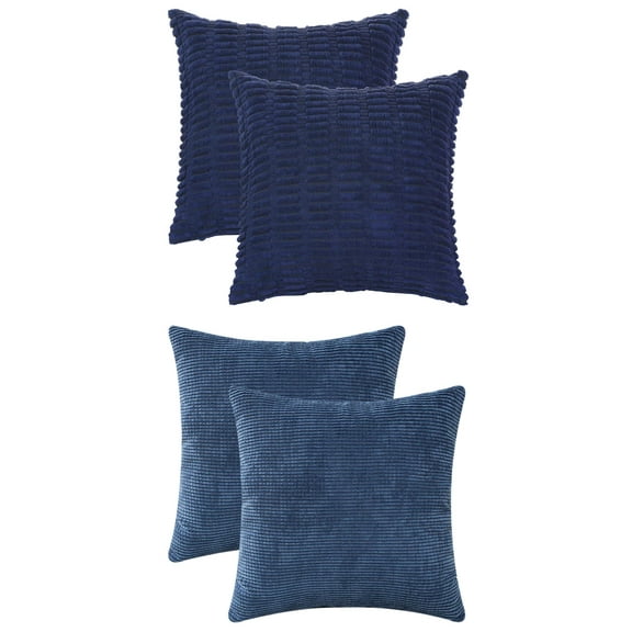 Unique Bargains 4 Pcs Solid Modern Throw Pillow Covers Dark Blue/Navy Blue