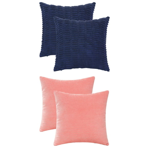 Unique Bargains 4 Pcs Solid Modern Throw Pillow Covers Dark Blue/Pink