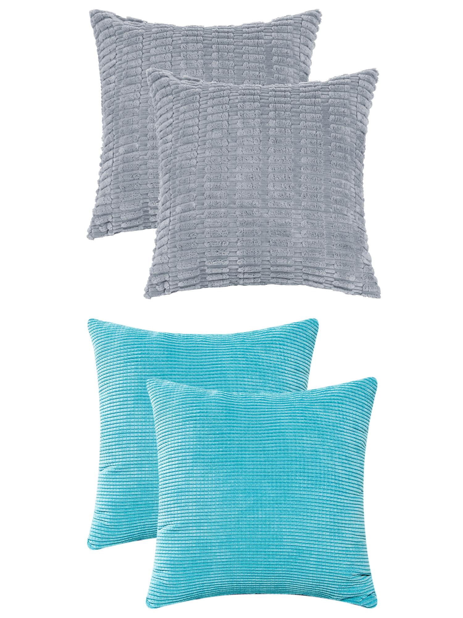 Unique Bargains 4 Pcs Solid Modern Throw Pillow Covers Gray Blue/Blue