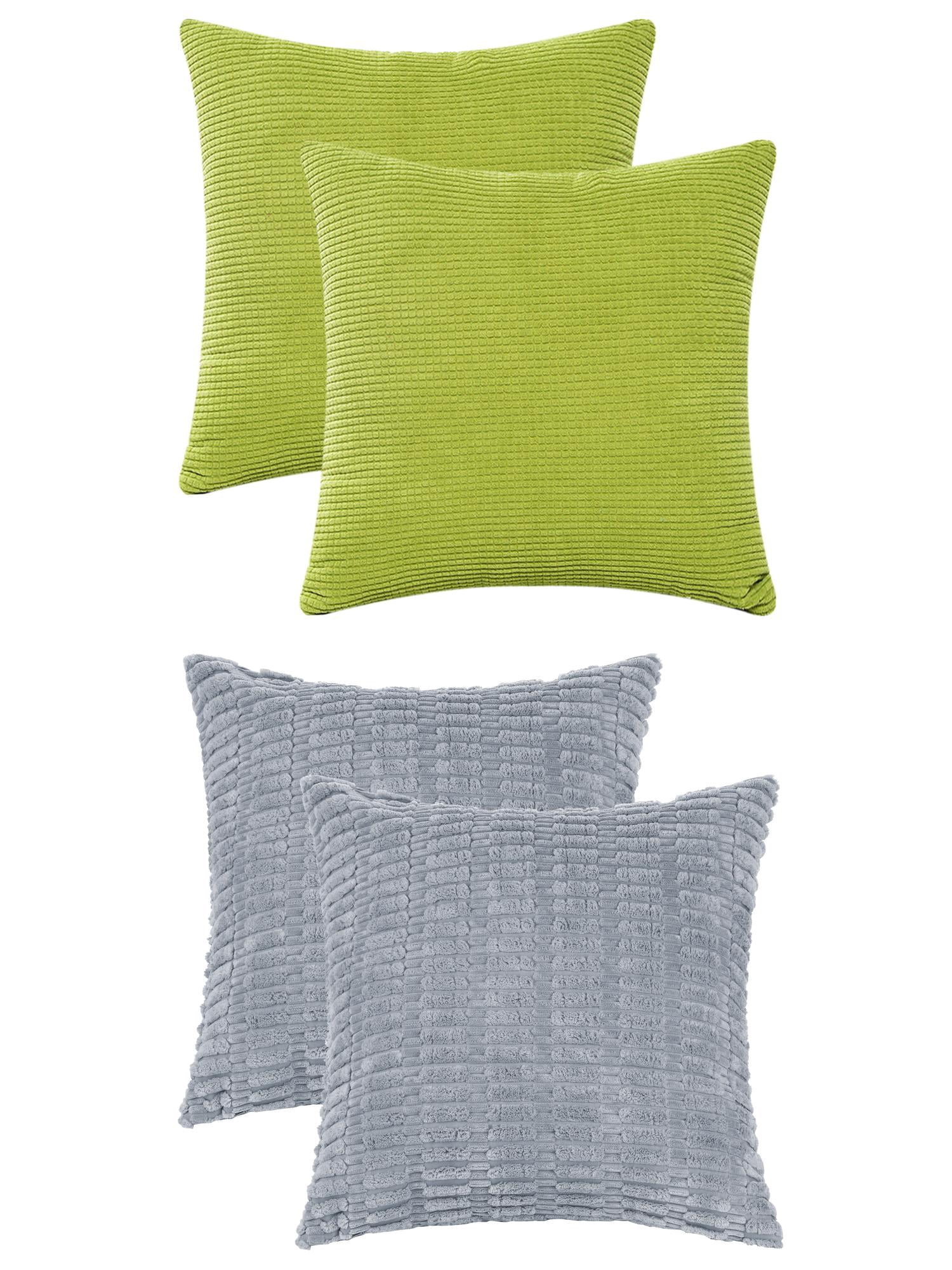 Unique Bargains 4 Pcs Solid Modern Throw Pillow Covers Gray Blue/Green