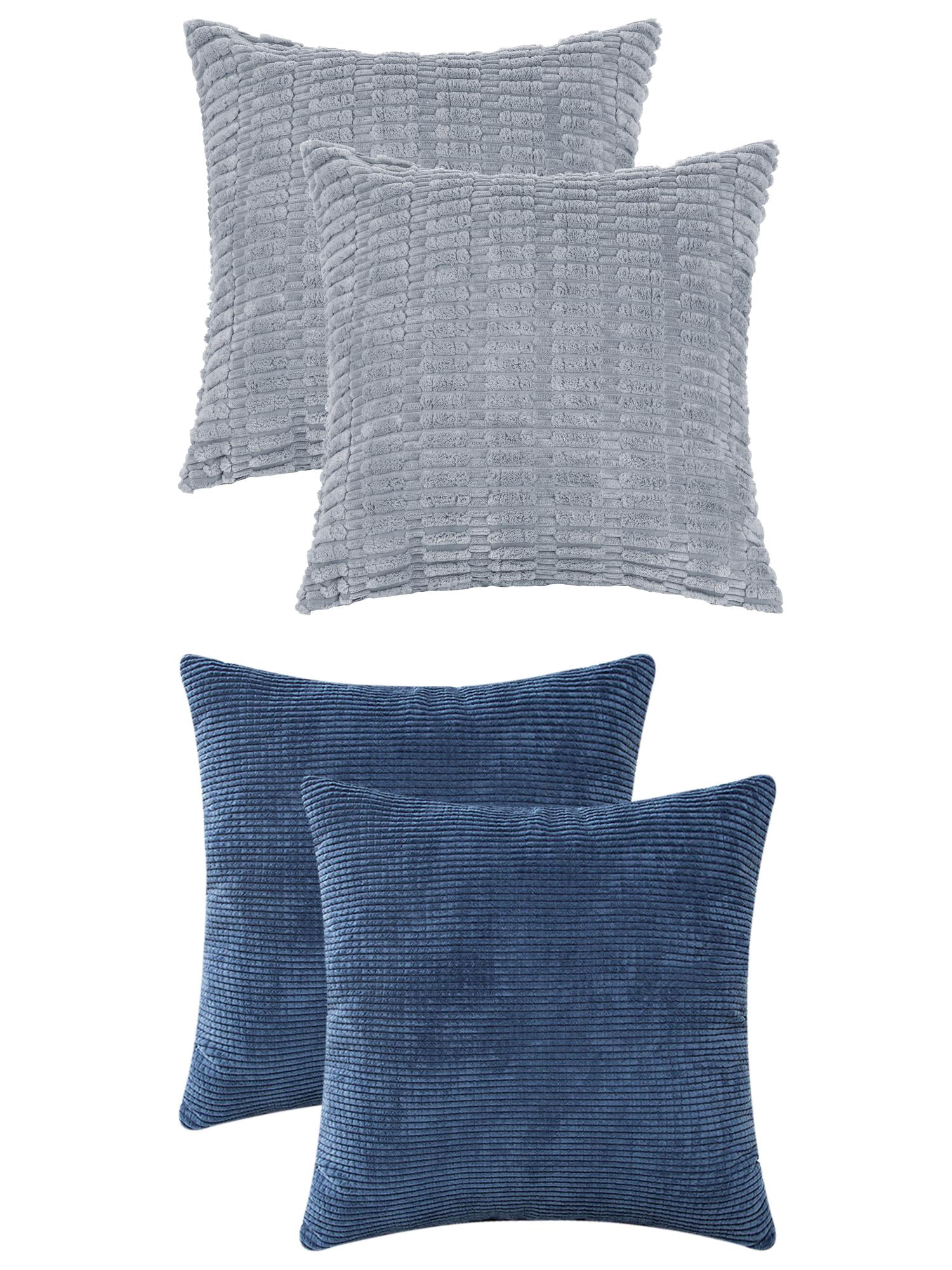Unique Bargains 4 Pcs Solid Modern Throw Pillow Covers Gray Blue/Navy Blue