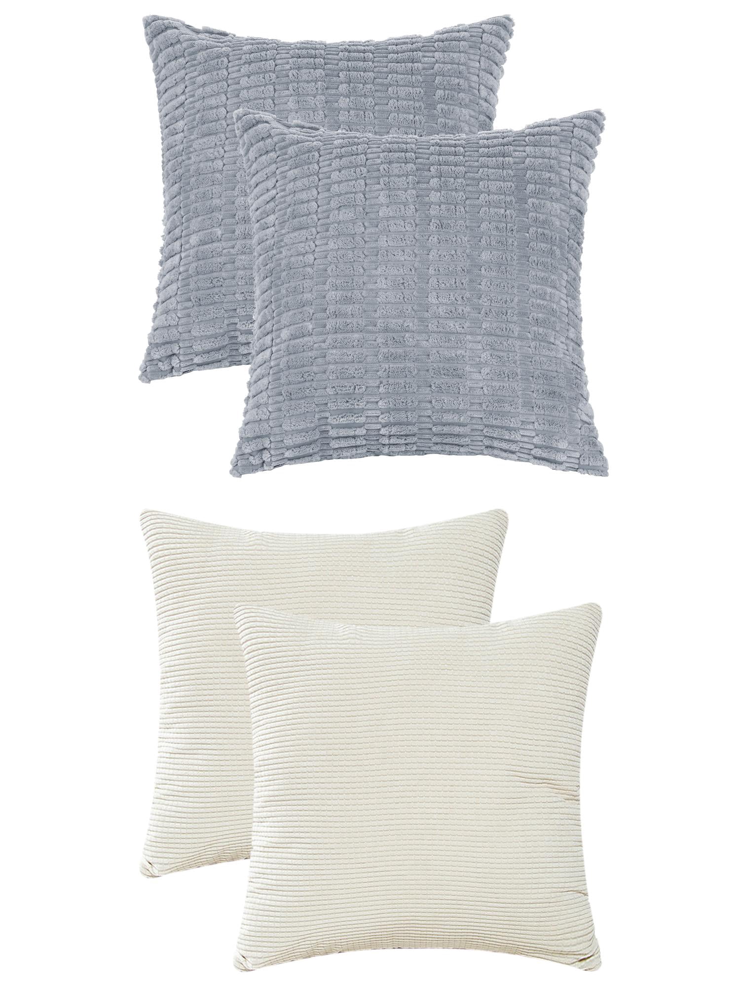 Unique Bargains 4 Pcs Solid Modern Throw Pillow Covers Gray Blue/White