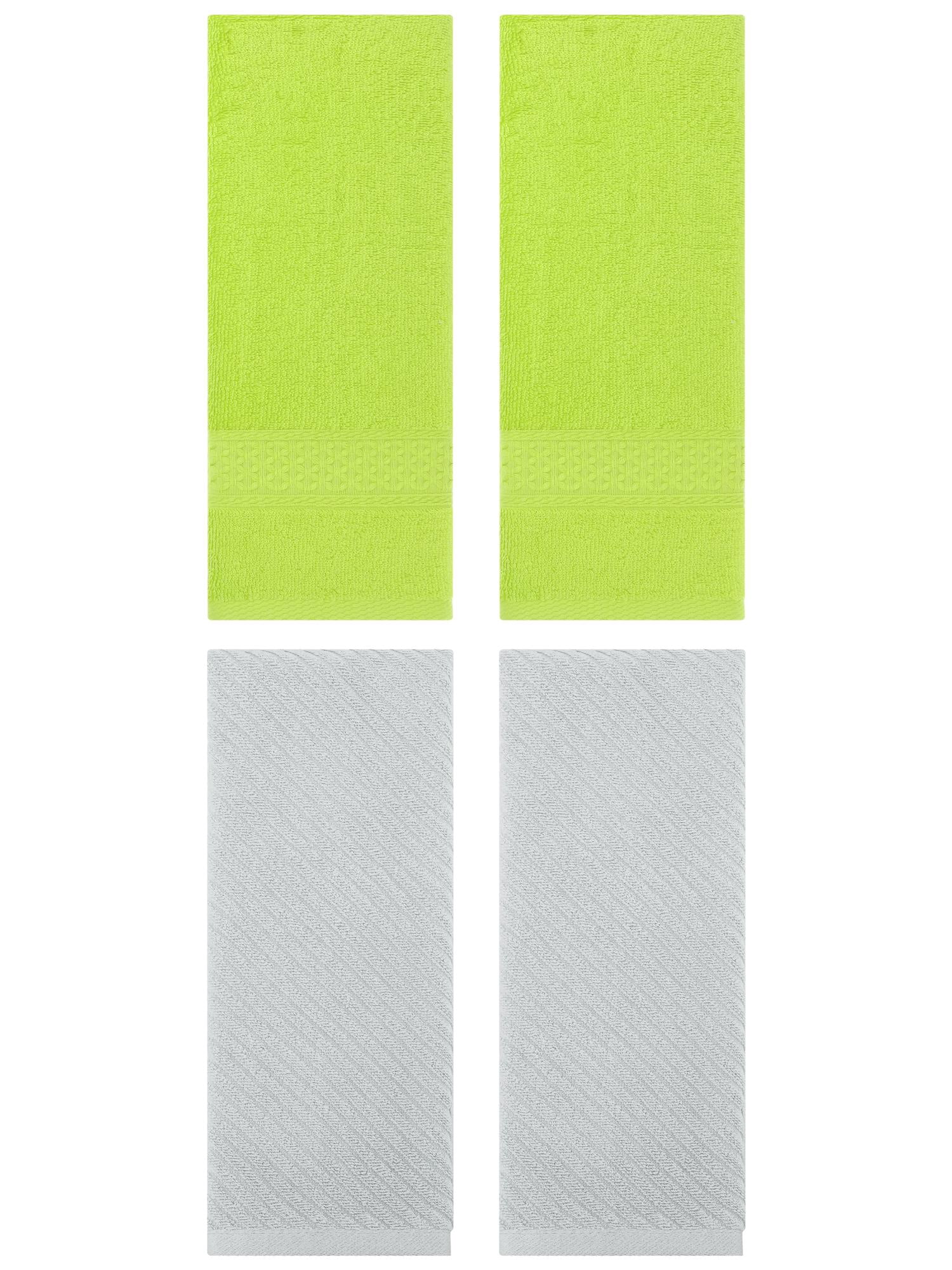 Unique Bargains 4 Pcs Solid Soft Bathroom Hand Towel Light Green/Grey 13" x 30"/14" x 30"