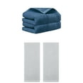 thumbnail image 1 of Unique Bargains 4 Pcs Solid Soft Hand Towel 14" x 30" Dark Blue/Grey, 1 of 8