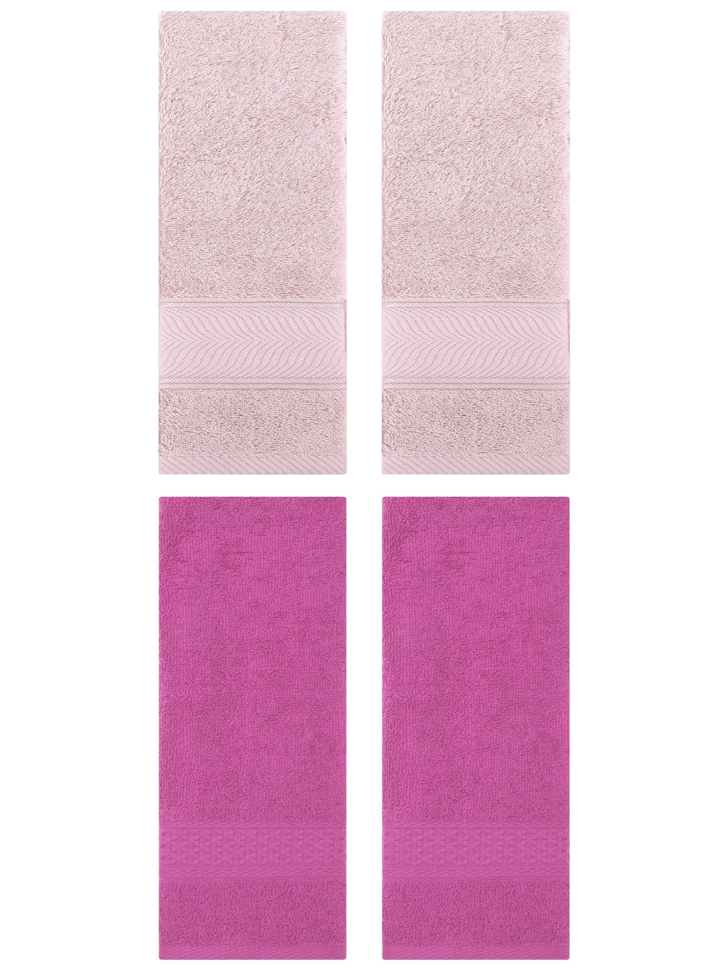 Unique Bargains 4 Pcs Solid Soft Hand Towel Dark Pink/Light Pink 13" x 30"/14" x 30"