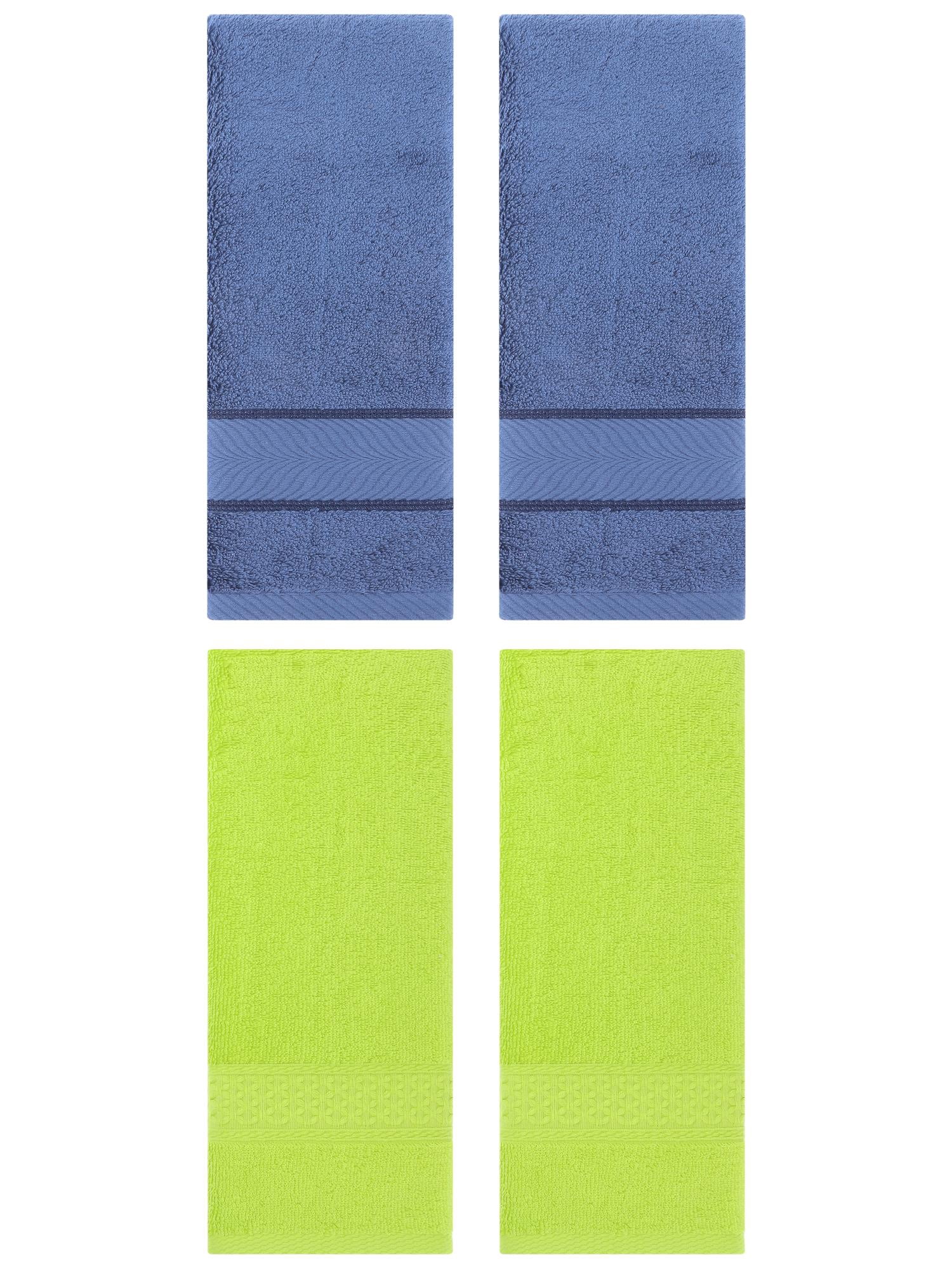 Unique Bargains 4 Pcs Solid Soft Hand Towel Light Green/Light Blue 13" x 30"/14" x 30"