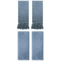 Unique Bargains 4 Pcs Solid Soft Hand Towels Blue/Light Steel Blue 14" x 30"/13" x 30"