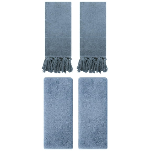 Unique Bargains 4 Pcs Solid Soft Hand Towels Blue/Light Steel Blue 14" x 30"/13" x 30"
