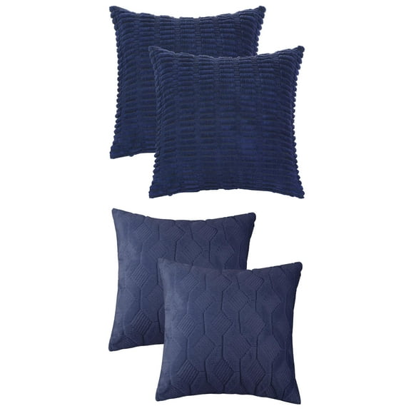 Unique Bargains 4 Pcs Solid Texture Throw Pillow Covers Dark Blue 12 x 20 Inch