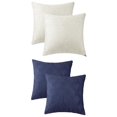 thumbnail image 1 of Unique Bargains 4 Pcs Solid Throw Pillow Cover 18 x 18 Inch Beige/Dark Blue, 1 of 6