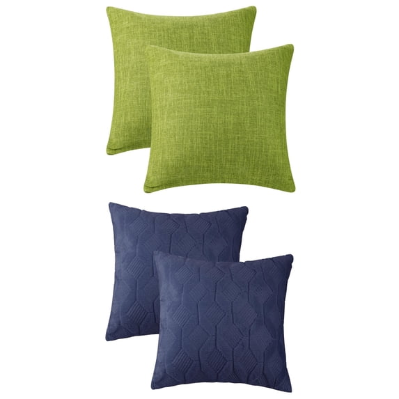 Unique Bargains 4 Pcs Solid Throw Pillow Cover 18 x 18 Inch Green/Dark Blue