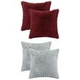 thumbnail image 1 of Unique Bargains 4 Pcs Solid Throw Pillow Covers Soft Plush Decorative Covers Light Grey/Claret 18" x 18", 1 of 6