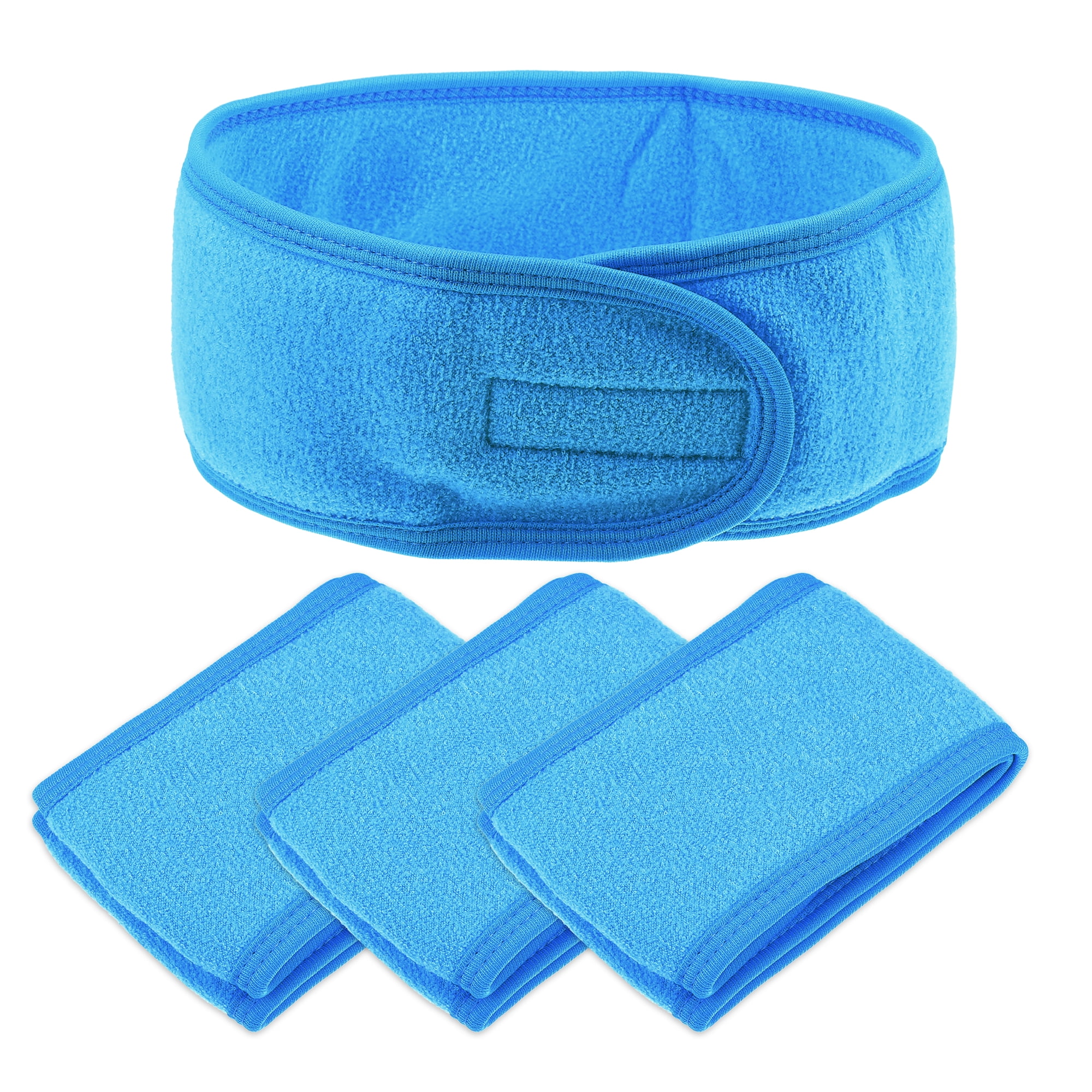 Unique Bargains 4 Pcs Spa Headband for Face Washing and Bathing Blue