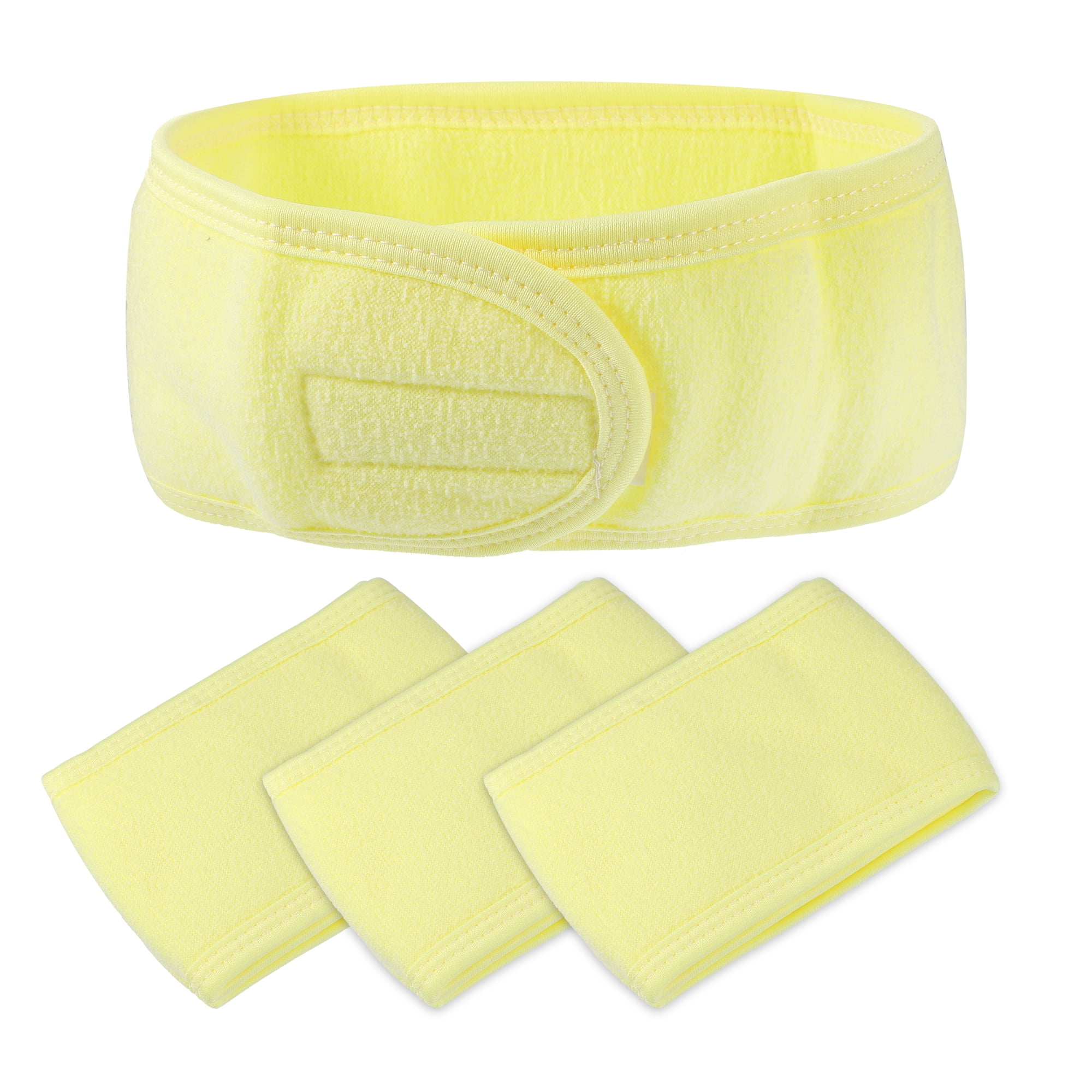 Unique Bargains 4 Pcs Spa Headband for Face Washing and Bathing Yellow