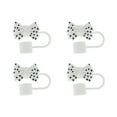 thumbnail image 1 of Unique Bargains 4 Pcs Spotted Butterfly Straw Cover Cap for Office White Silicone, 1 of 5