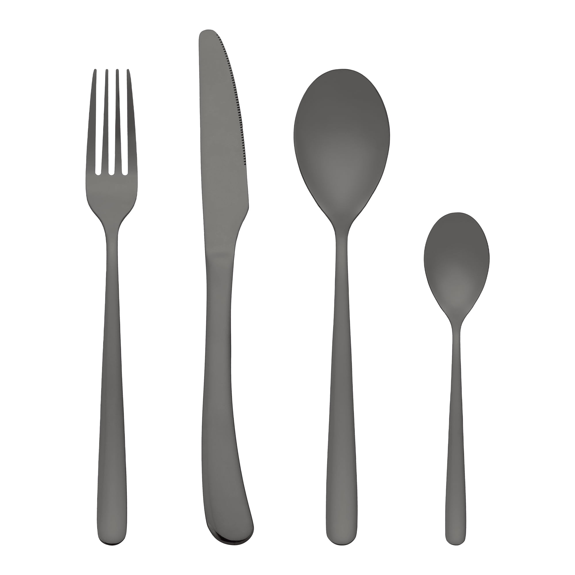 Unique Bargains 4 Pcs Stainless Steel Silverware Set with Serving Utensils Black