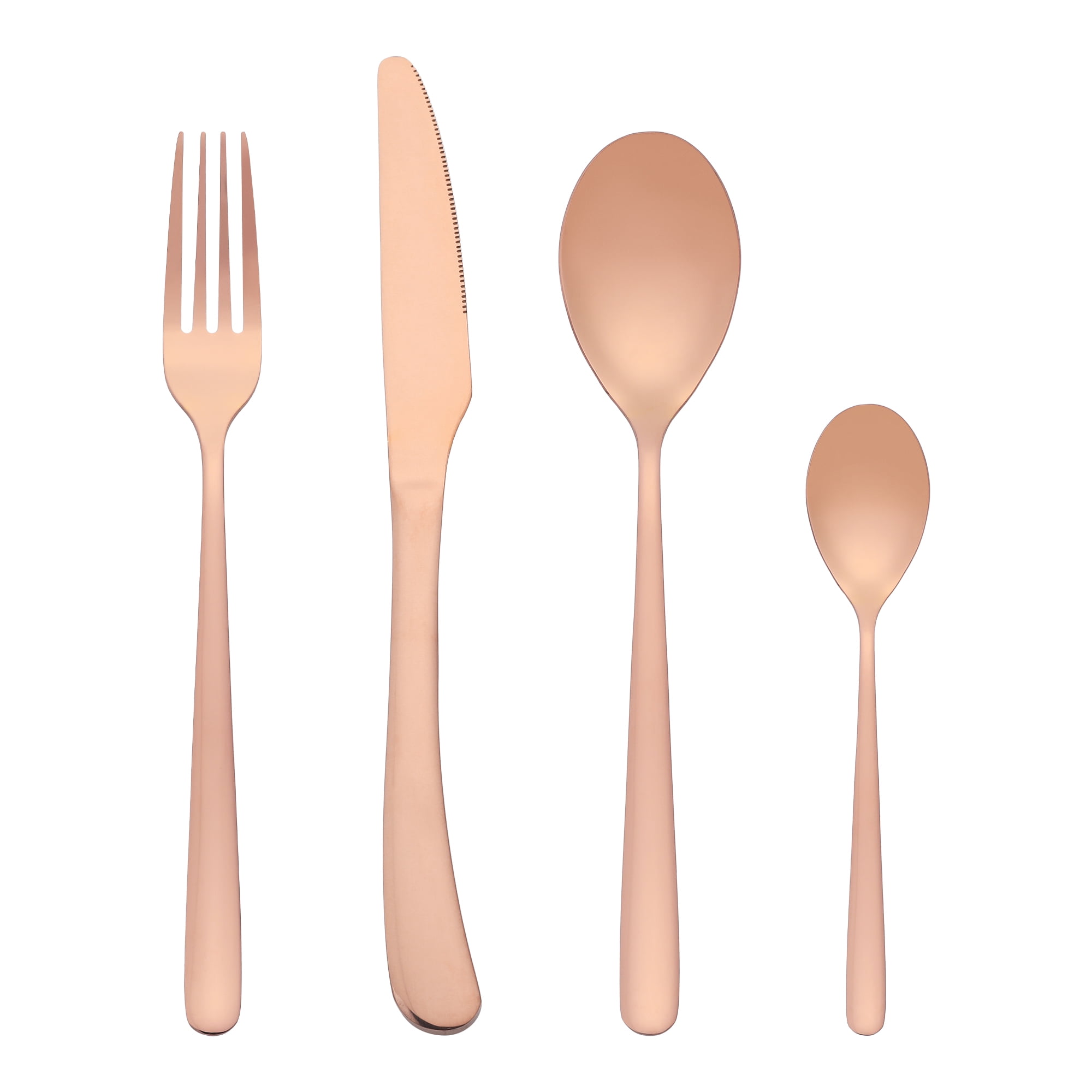 Unique Bargains 4 Pcs Stainless Steel Silverware Set with Serving Utensils Rose Gold