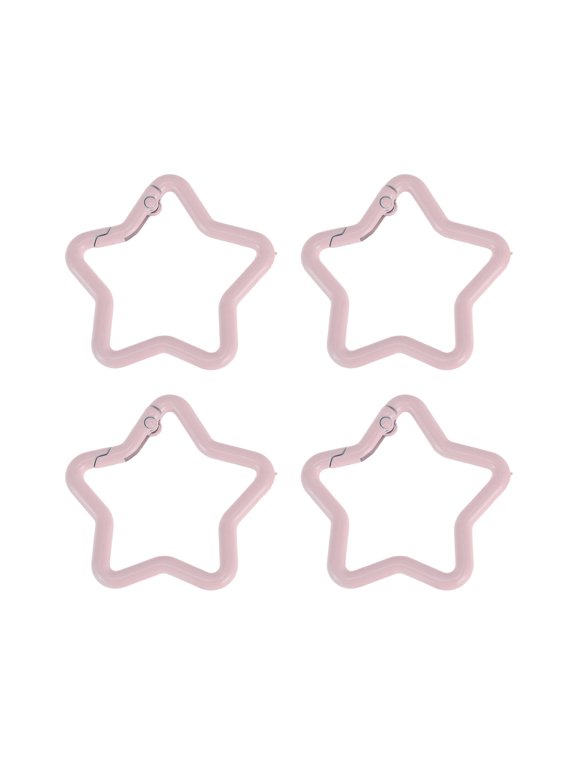 4 Pcs Star Spring Keyring Light Pink Metal