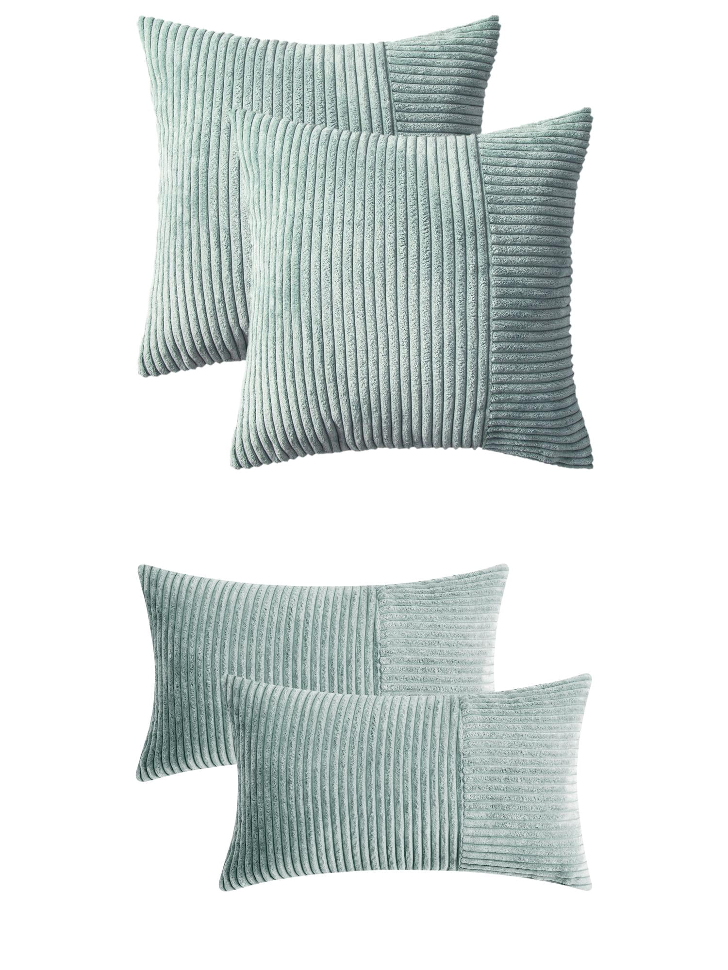 Unique Bargains 4 Pcs Strip Throw Pillow Covers Blue 12" x 20"/18" x 18"