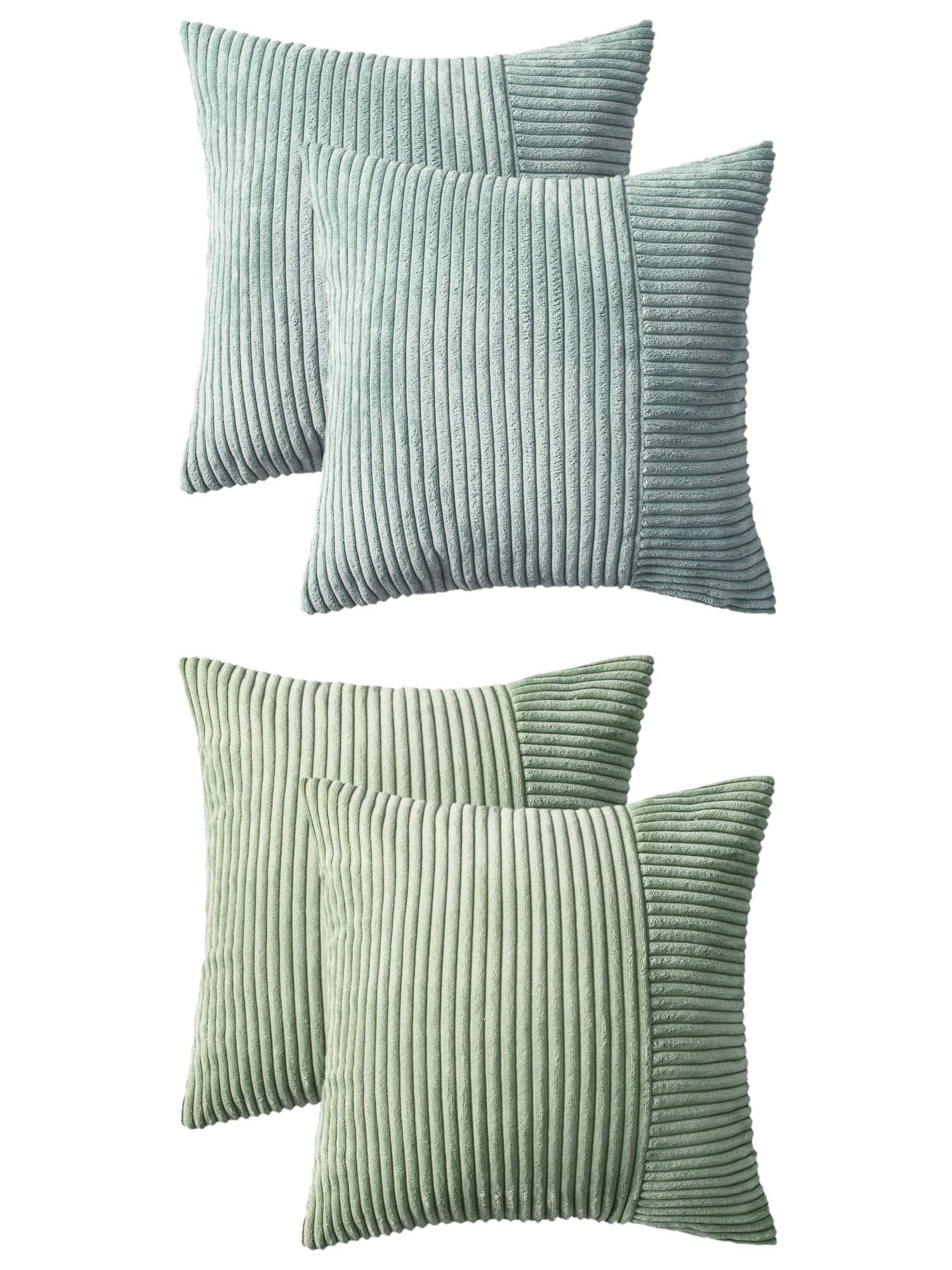 Unique Bargains 4 Pcs Strip Throw Pillow Covers Blue/Green 18" x 18"