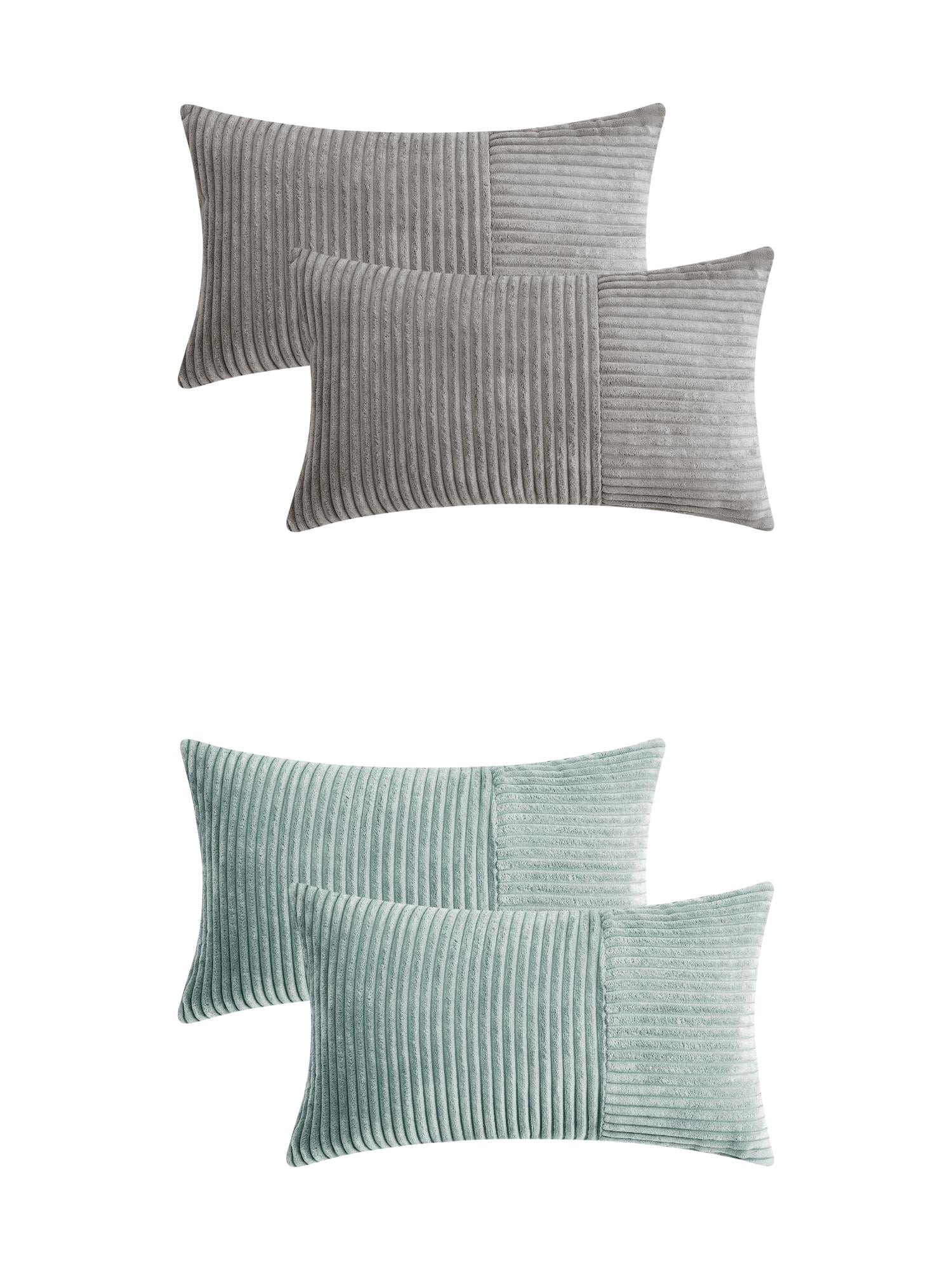 Unique Bargains 4 Pcs Strip Throw Pillow Covers Grey/Blue 12" x 20"