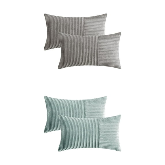Unique Bargains 4 Pcs Strip Throw Pillow Covers Grey/Blue 12" x 20"
