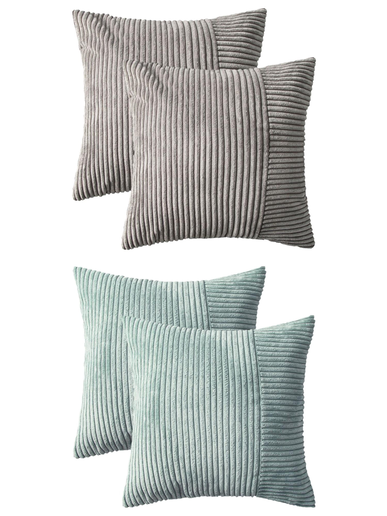 Unique Bargains 4 Pcs Strip Throw Pillow Covers Grey/Blue 18" x 18"
