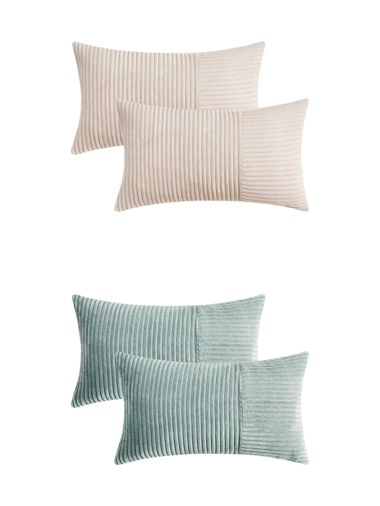 Unique Bargains 4 Pcs Strip Throw Pillow Covers White/Blue 12" x 20"