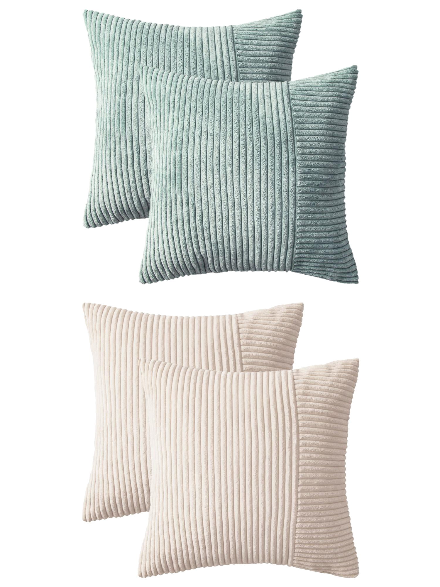 Unique Bargains 4 Pcs Strip Throw Pillow Covers White/Blue 18" x 18"