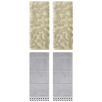 Unique Bargains 4 Pcs Striped Absorbent Soft Towels 14 x 30 Inch Grey/Khaki