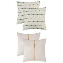 Unique Bargains 4 Pcs Striped Boho Cushion Pillow Covers Modern Square Blue/White